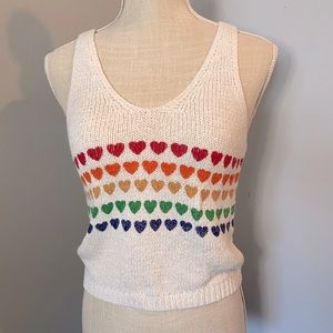 Rainbow Heart Knit Tank Top